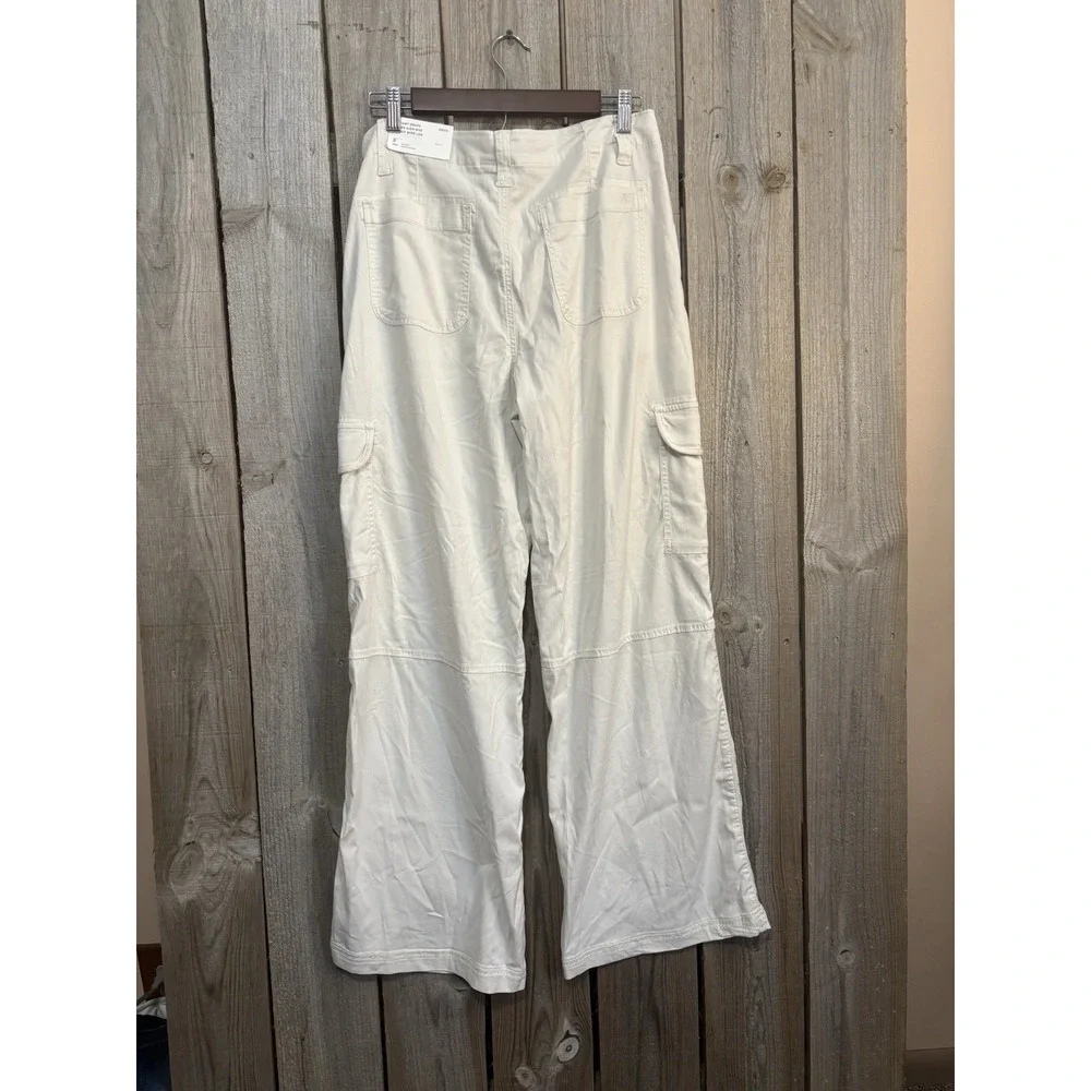 American‎ Eagle Womens 8x30 NWT Dreamy Drape Baggy Wide Leg Cream Cargo Pants - Picture 3 of 8